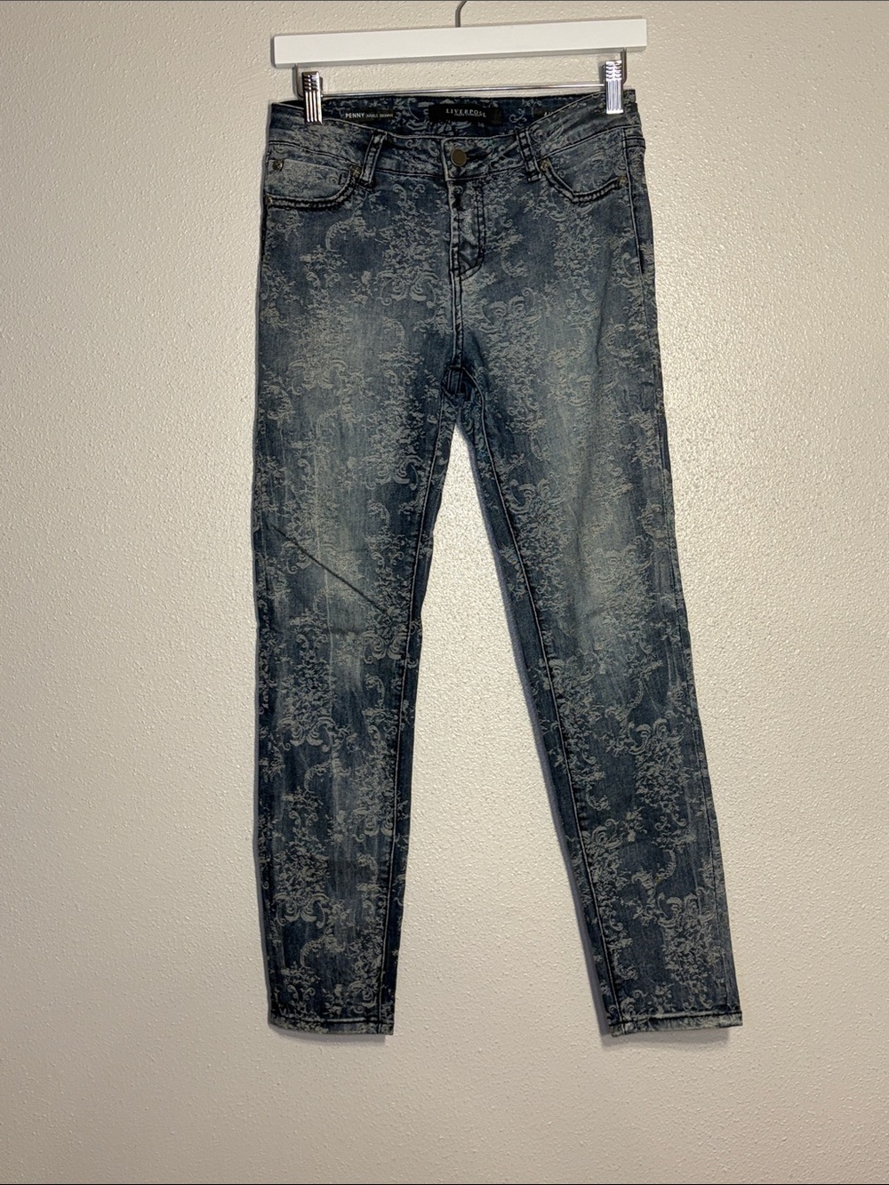 Liverpool Abby Floral Damask Print Stretch Skinny Jeans - Size 4 / 27